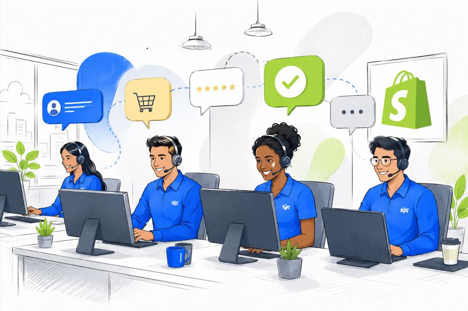 shopify customer support team illustration